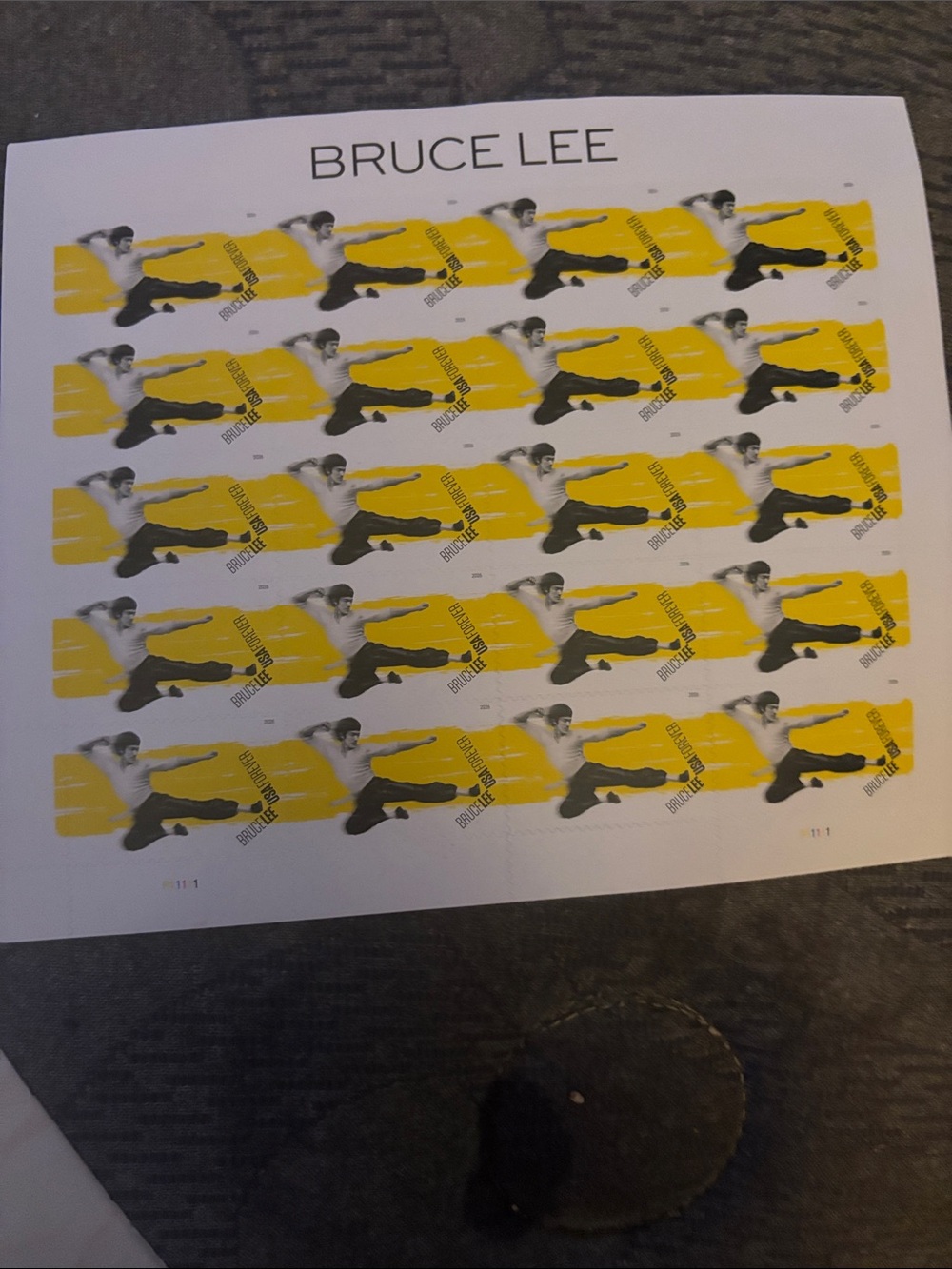 Bruce Lee Graphic forever stamps - Yellow & Black Design